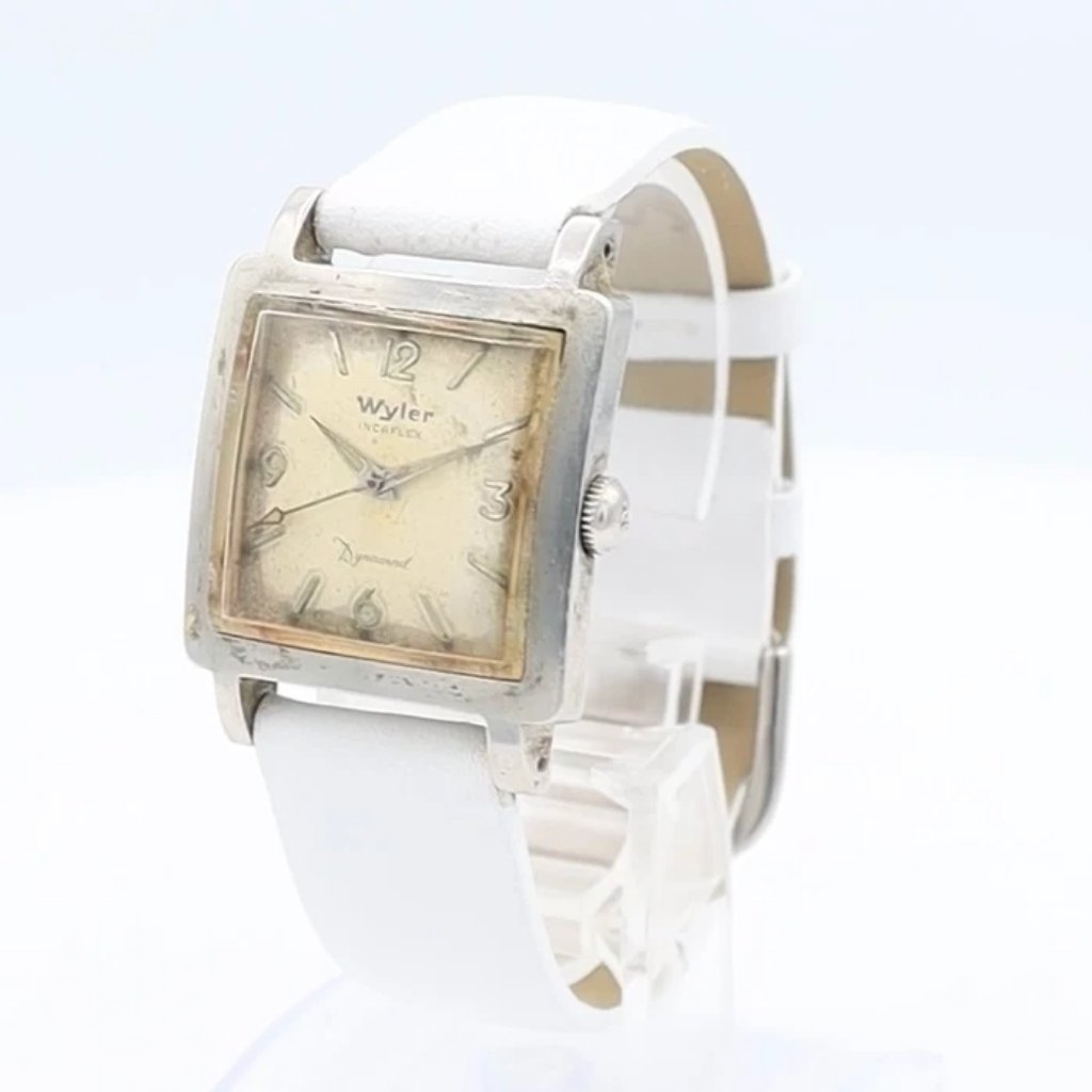 Vintage Wyler Square Dynawind Mens Automatic Wristwatch Swiss Stainless Steel